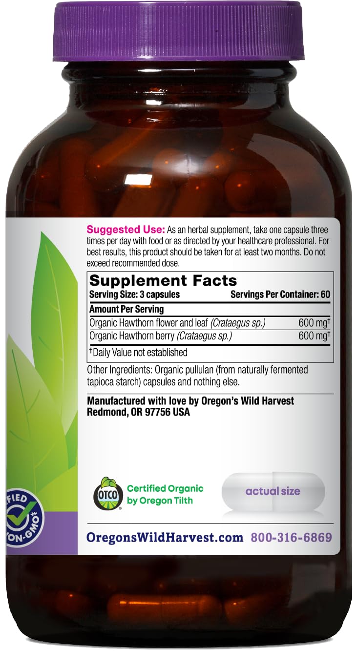 Oregon's Wild Harvest etiqueta lateral con certificaciones orgánicas visibles
