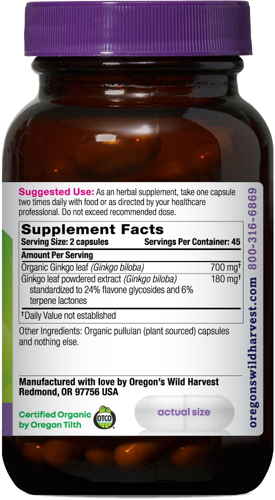 Oregon's Wild Harvest detalle de la etiqueta con estandarización y certificaciones