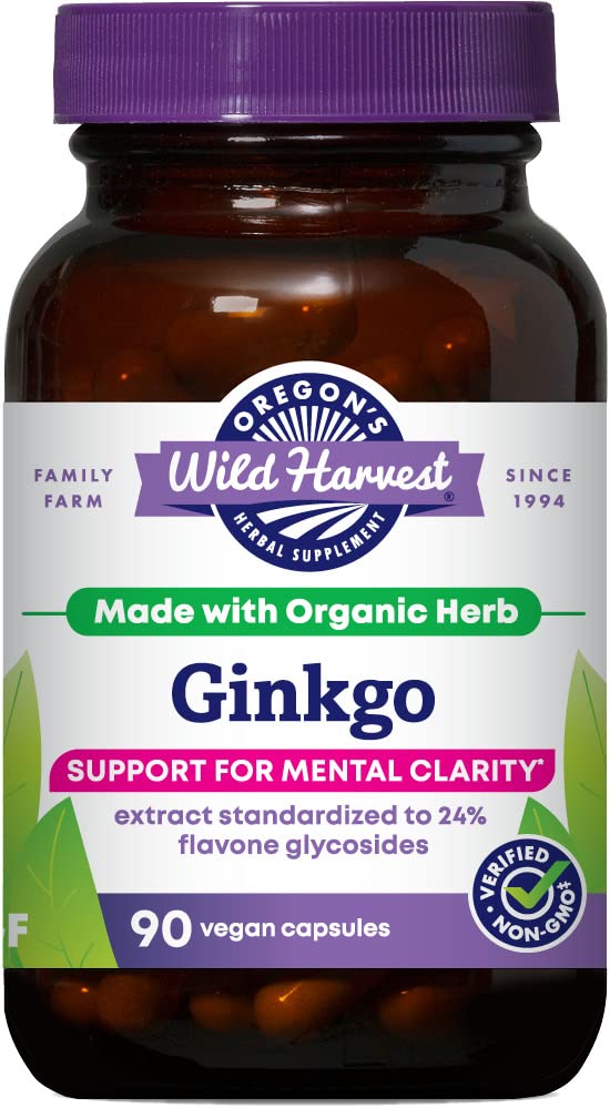Oregon's Wild Harvest frasco frontal mostrando 90 cápsulas y etiqueta clara