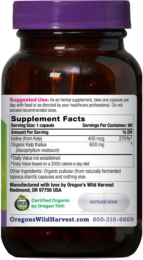 Detalle de la etiqueta de Oregon's Wild Harvest con información de ingredientes