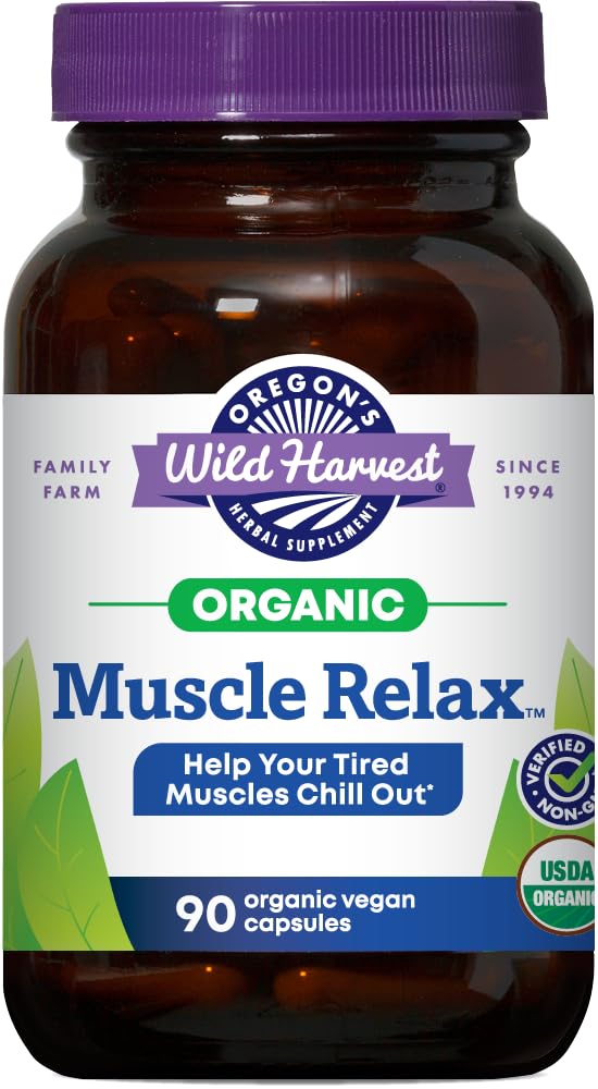 Oregon's Wild Harvest muscule relax envase frontal mostrando diseño y cantidad