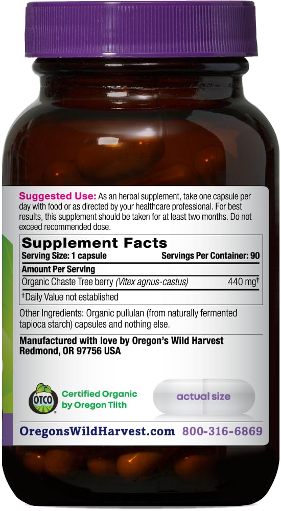 Oregon's Wild Harvest textura de polvo de Vitex recién molido y potencia natural