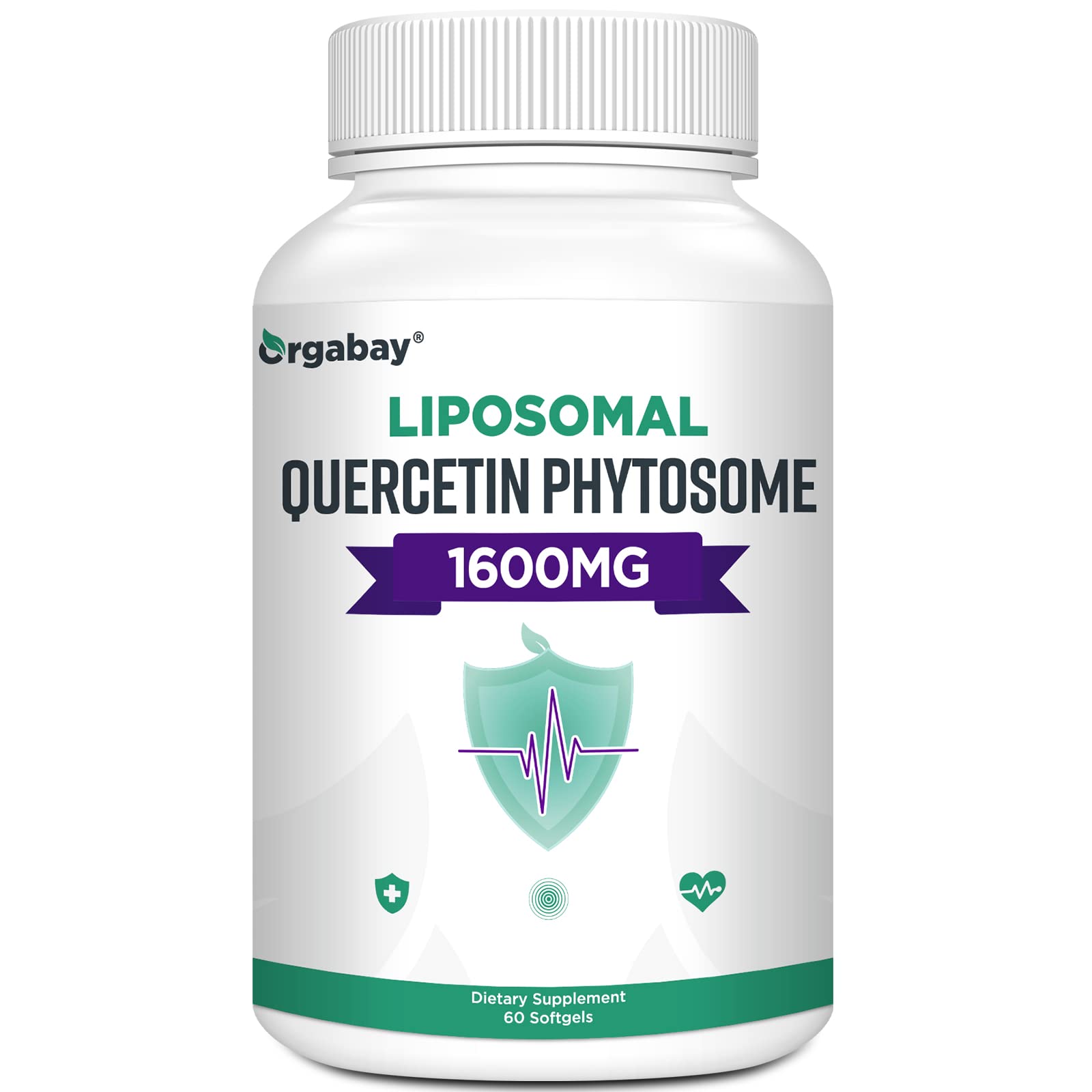 Orgabay frasco frontal mostrando 60 softgels y beneficios de alta absorción