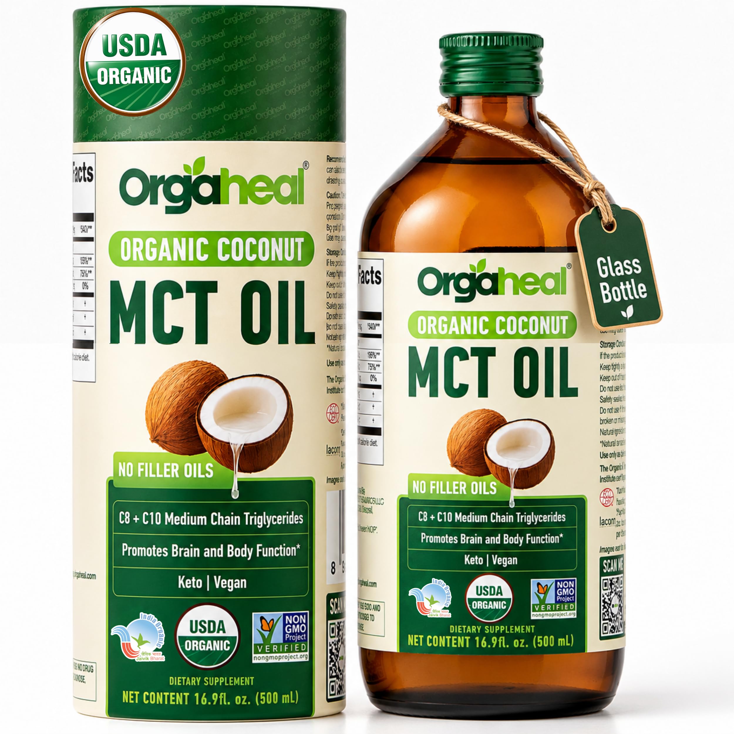 Orgaheal botella frontal 500 ml mostrando diseño y pureza
