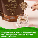 Orgain bol de avena nocturna con polvo mezclado, desayuno proteico rápido