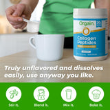 Orgain envase junto a blender en cocina mostrando integración en rutina