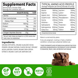 Orgain polvo cerca textura con cacao visible, mezcla fácil y sabor