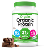 Orgain envase frontal muestra el producto y beneficios nutritivos