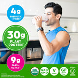 Orgain detalle de la etiqueta con ingredientes y certificaciones