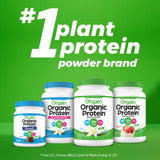 Orgain polvo en cocina junto a frutas y leche vegetal para recetas