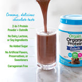Orgain ingredientes orgánicos como avena y semillas destacando pureza