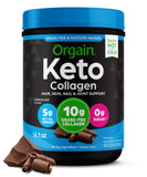 Orgain envase frontal chocolate mostrando etiqueta y beneficios visibles