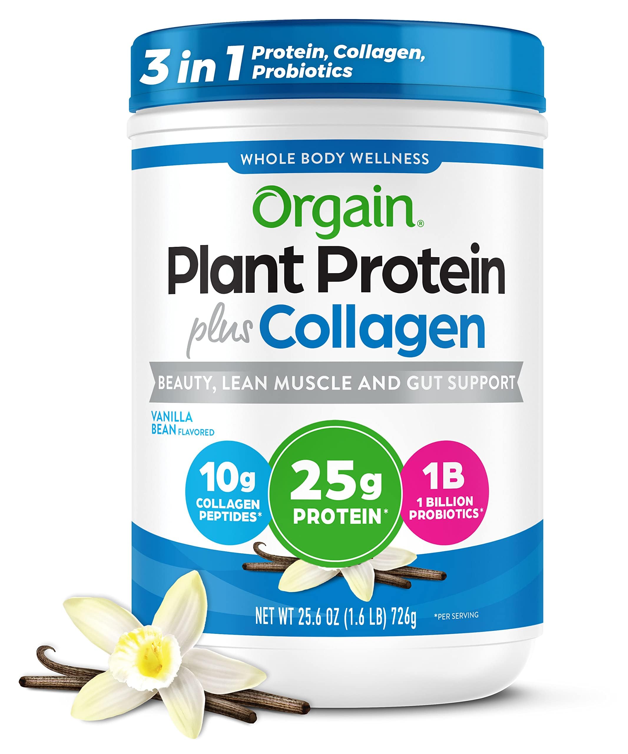 Envase Orgain Vainilla Bean mostrando diseño y beneficios claros