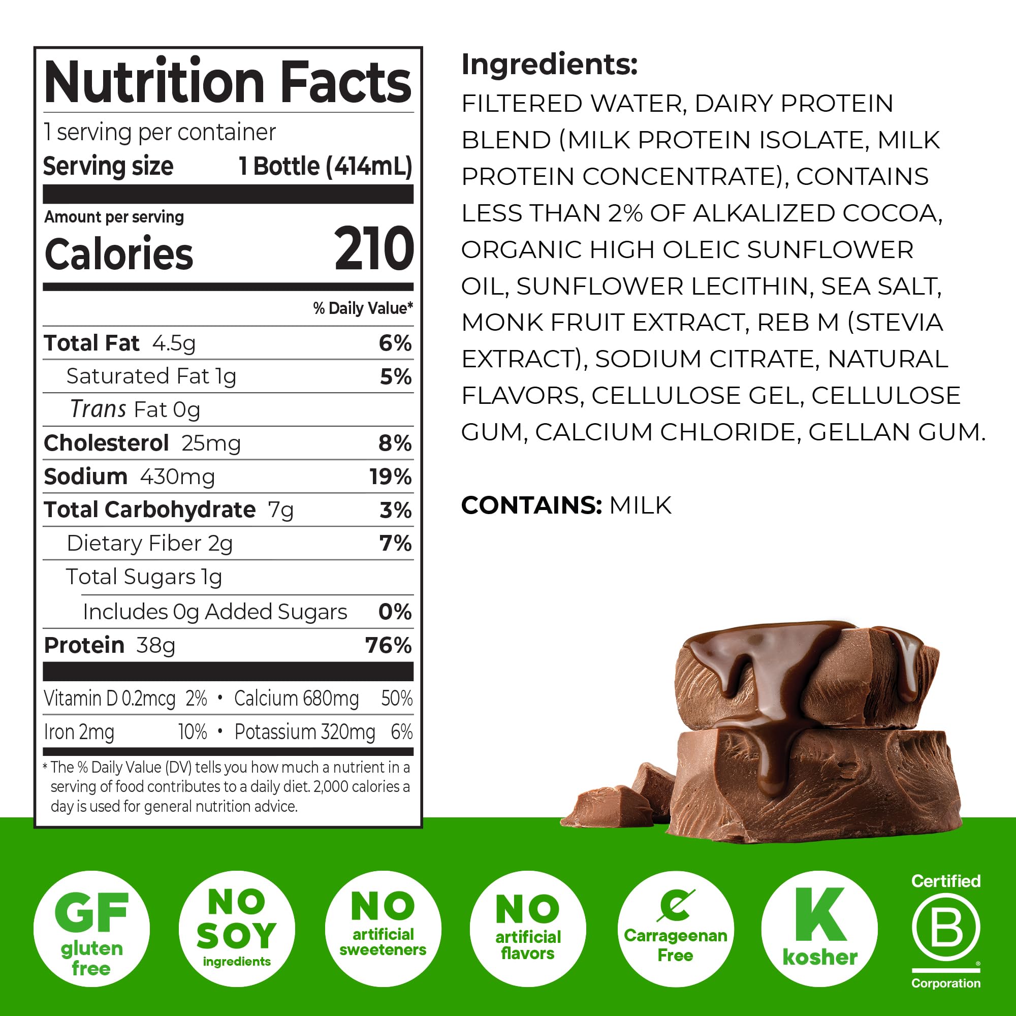 Orgain textura cremosa del batido Chocolate Fudge para sabor indulgente