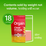 Comparación de tamaño Orgain Tropical Punch 18 servidos para referencia