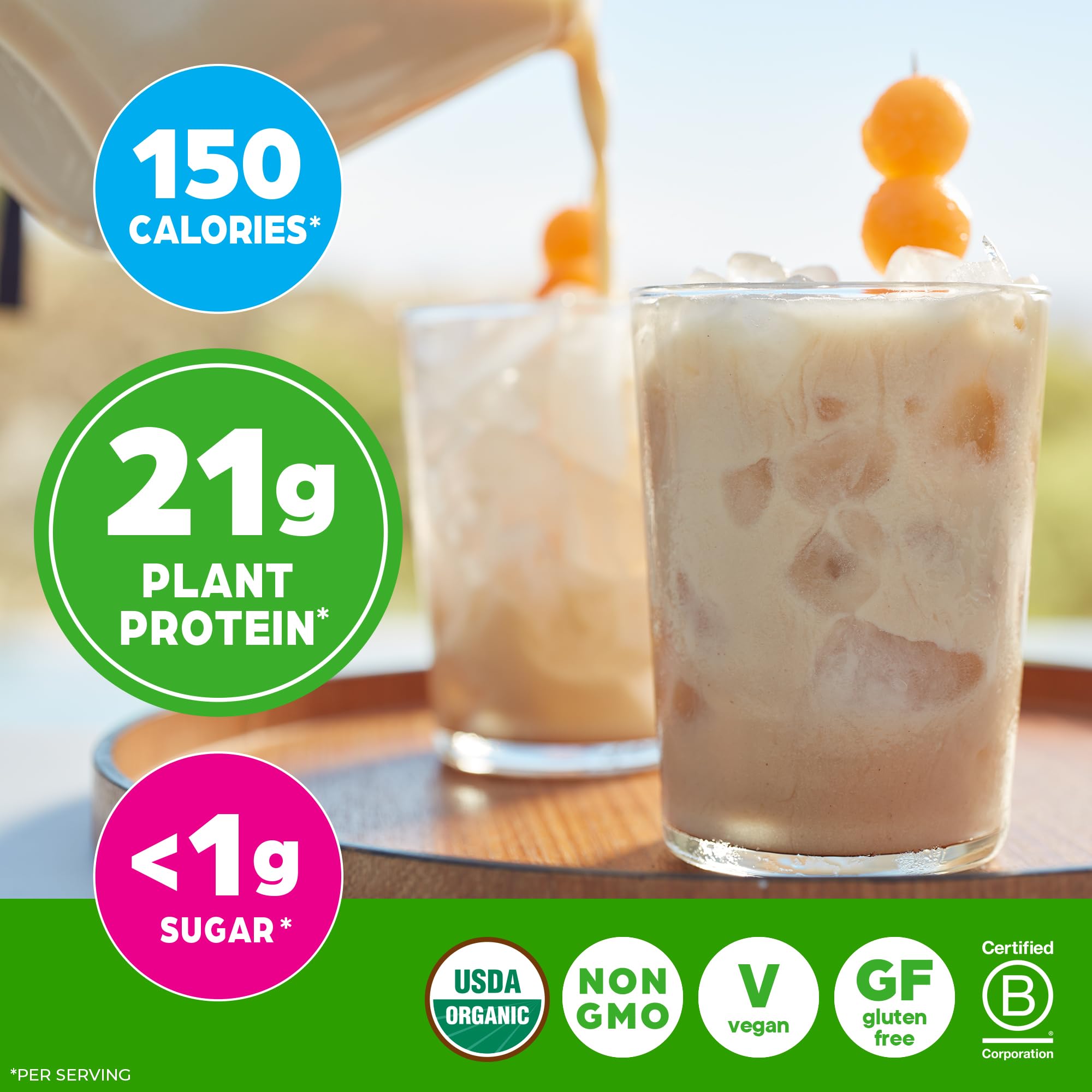 Orgain polvo usado en avena y smoothie, añade proteína y fibra prebiótica