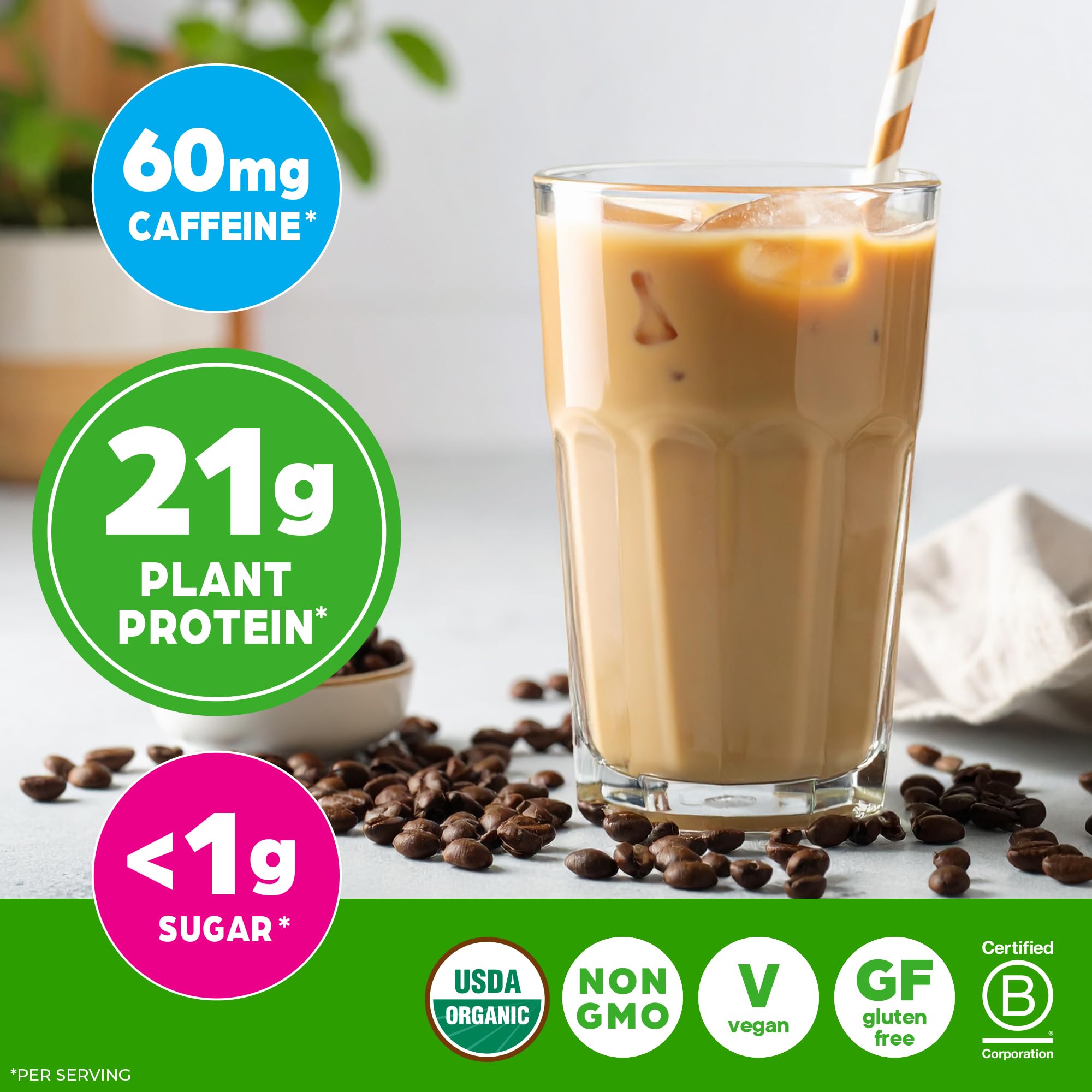 Orgain batido de frutas con polvo proteico para desayuno nutritivo
