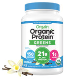 Orgain envase frontal Vainilla Bean mostrando certificación orgánica y beneficio nutricional