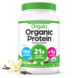Orgain envase frontal Vainilla con etiqueta clara y beneficios visibles