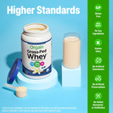 Pancakes preparados con Orgain Whey Vanilla Bean, opción alta en proteína para desayuno