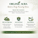 Organic Aura caja con hojas de amla enfatiza cultivo tradicional