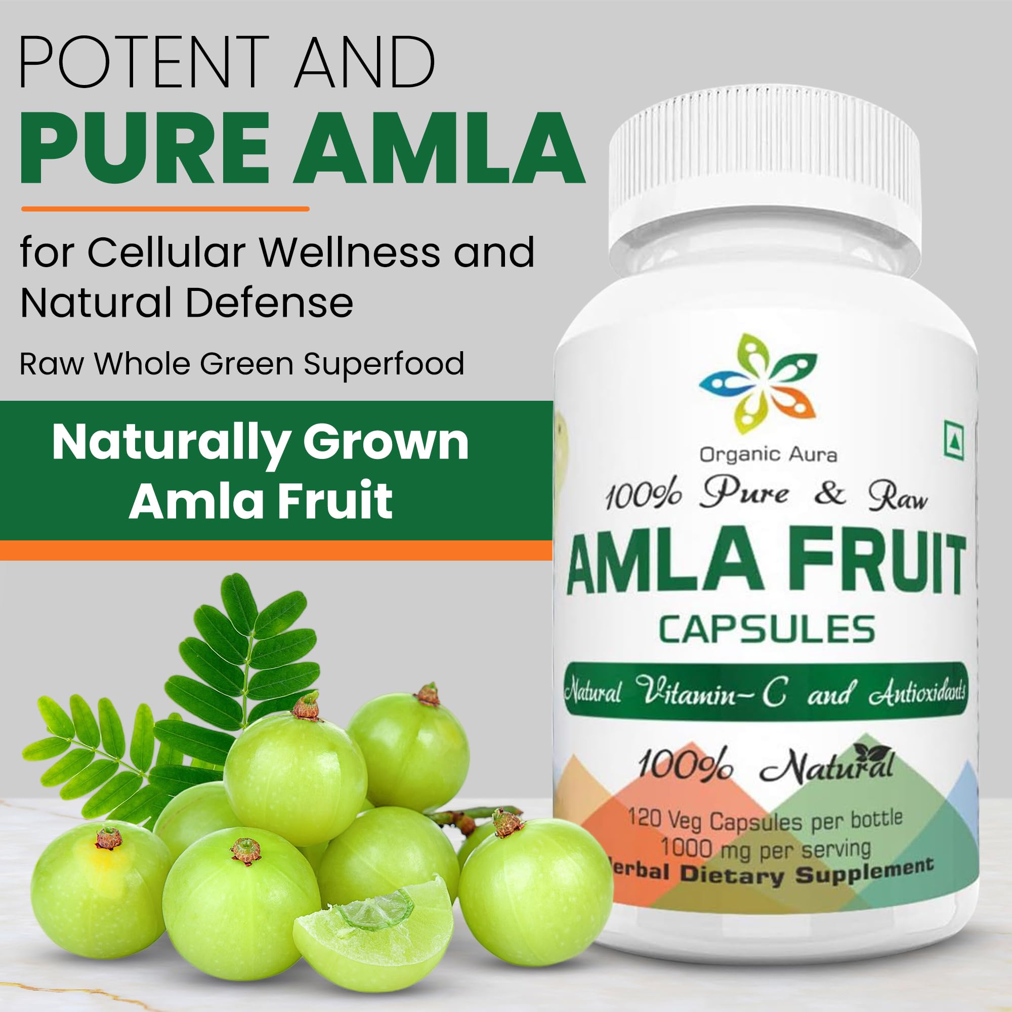 Organic Aura polvo verde de amla textura pura y sin aditivos