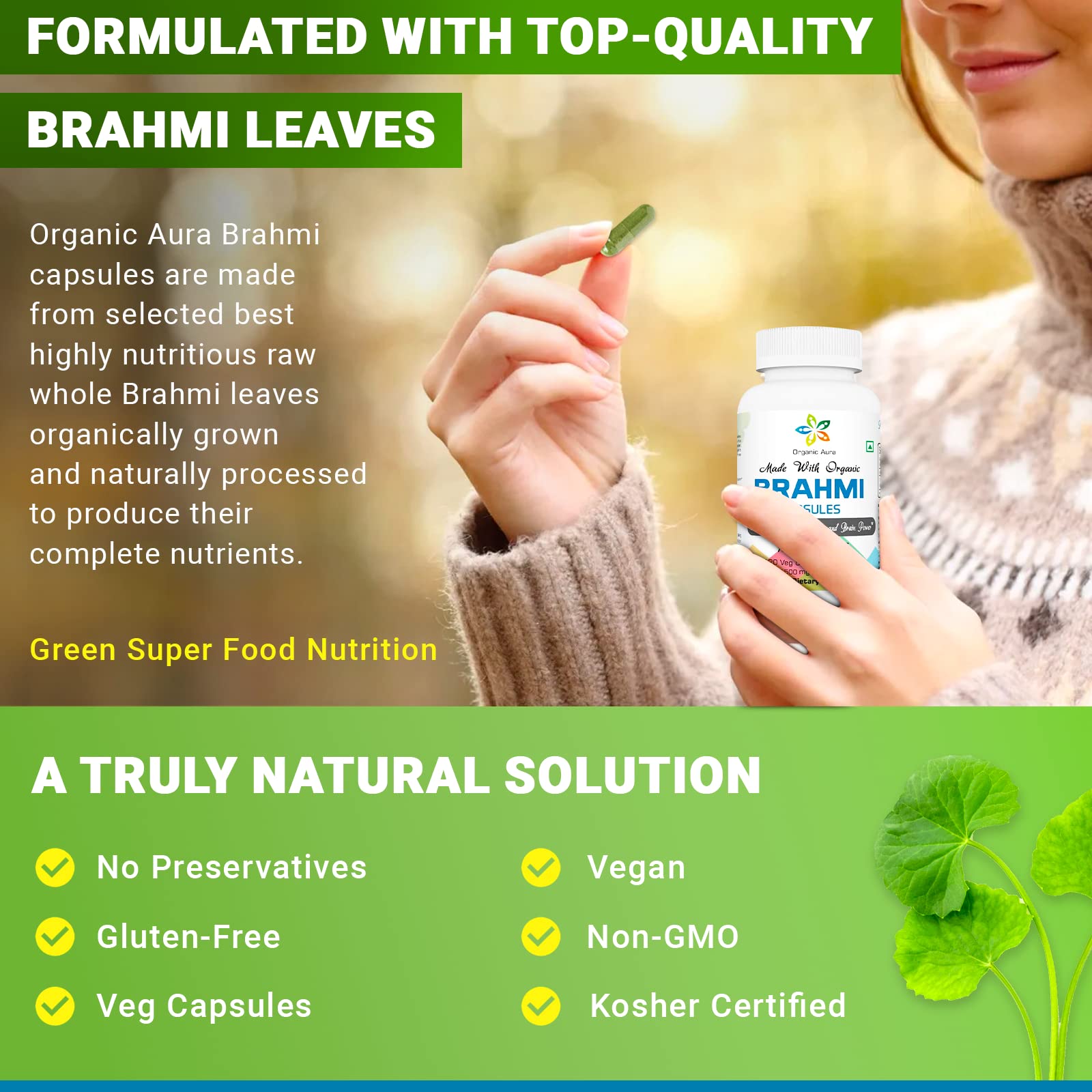 Organic Aura frasco abierto junto a certificados de análisis