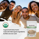 Organic Earth envase al lado de una cuchara para comparación de tamaño