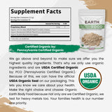 Organic Earth detalle de etiqueta con ingredientes y certificación USDA Organic