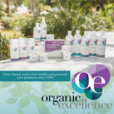 Organic Excellence mujer aplicando crema en cuello para absorción localizada