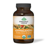 ORGANIC INDIA cápsulas distribuidas mostrando textura y color natural