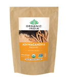ORGANIC INDIA empaque frontal que muestra bolsa de 1 lb y beneficios