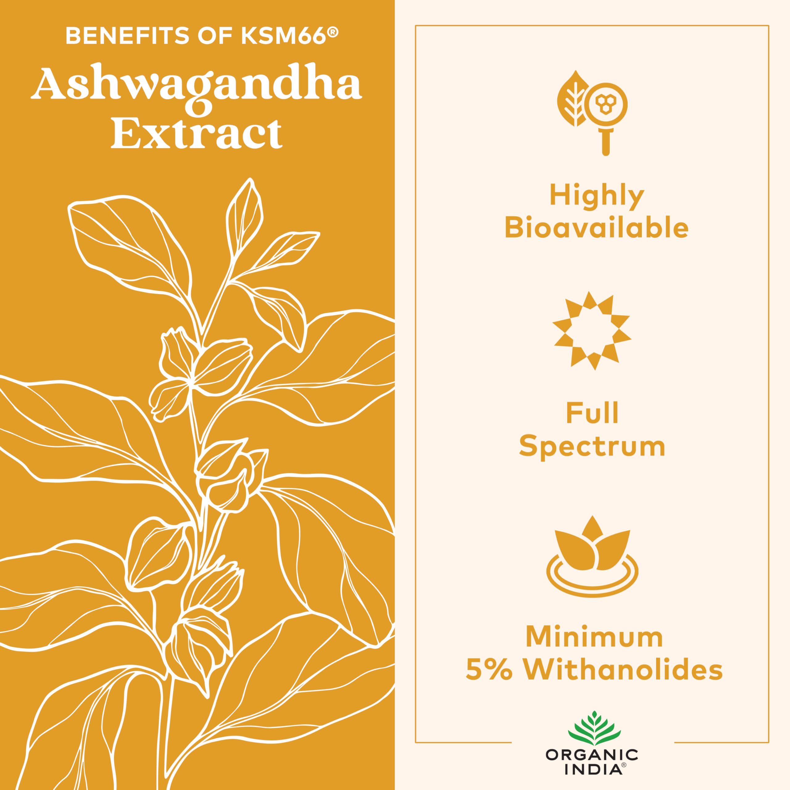 ORGANIC INDIA etiqueta con sello USDA Organic y certificaciones visibles