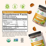 ORGANIC INDIA gomita partida mostrando color limón-lima y frescor de sabor
