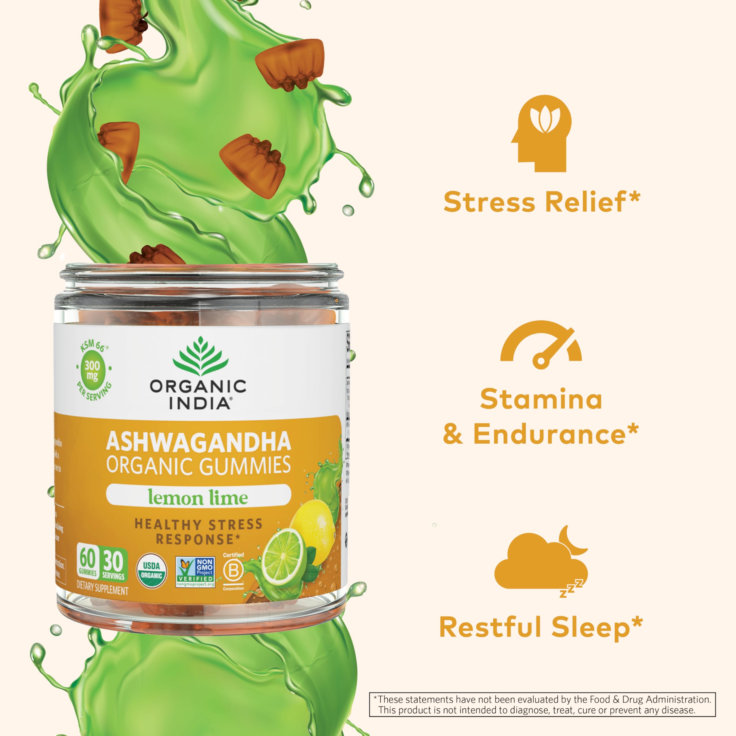 ORGANIC INDIA gomitas en mano para comparar tamaño y facilidad de consumo