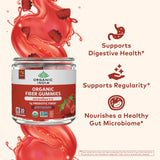 mano sosteniendo gomita ORGANIC INDIA lista para consumir, conveniencia diaria visible