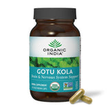 ORGANIC INDIA frasco frontal mostrando 90 cápsulas, claridad y confianza