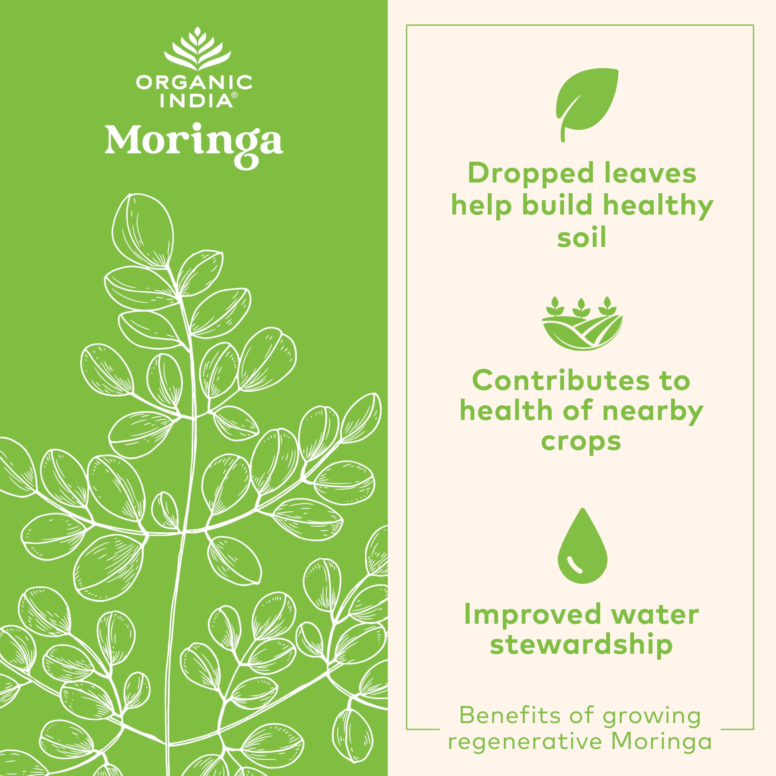 ORGANIC INDIA cápsula en mano para visualizar tamaño y facilidad de uso