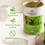 ORGANIC INDIA batido verde con moringa, aporta nutrientes y color natural