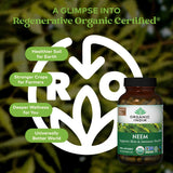 ORGANIC INDIA cápsulas detalle de textura y tamaño para fácil ingesta