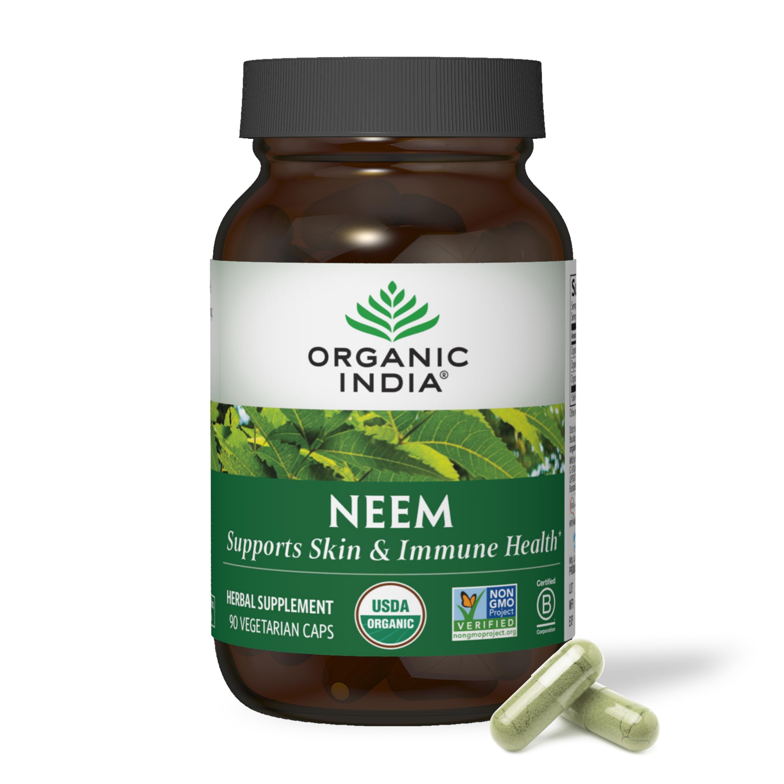 ORGANIC INDIA envase frontal de Neem Leaf para confianza orgánica