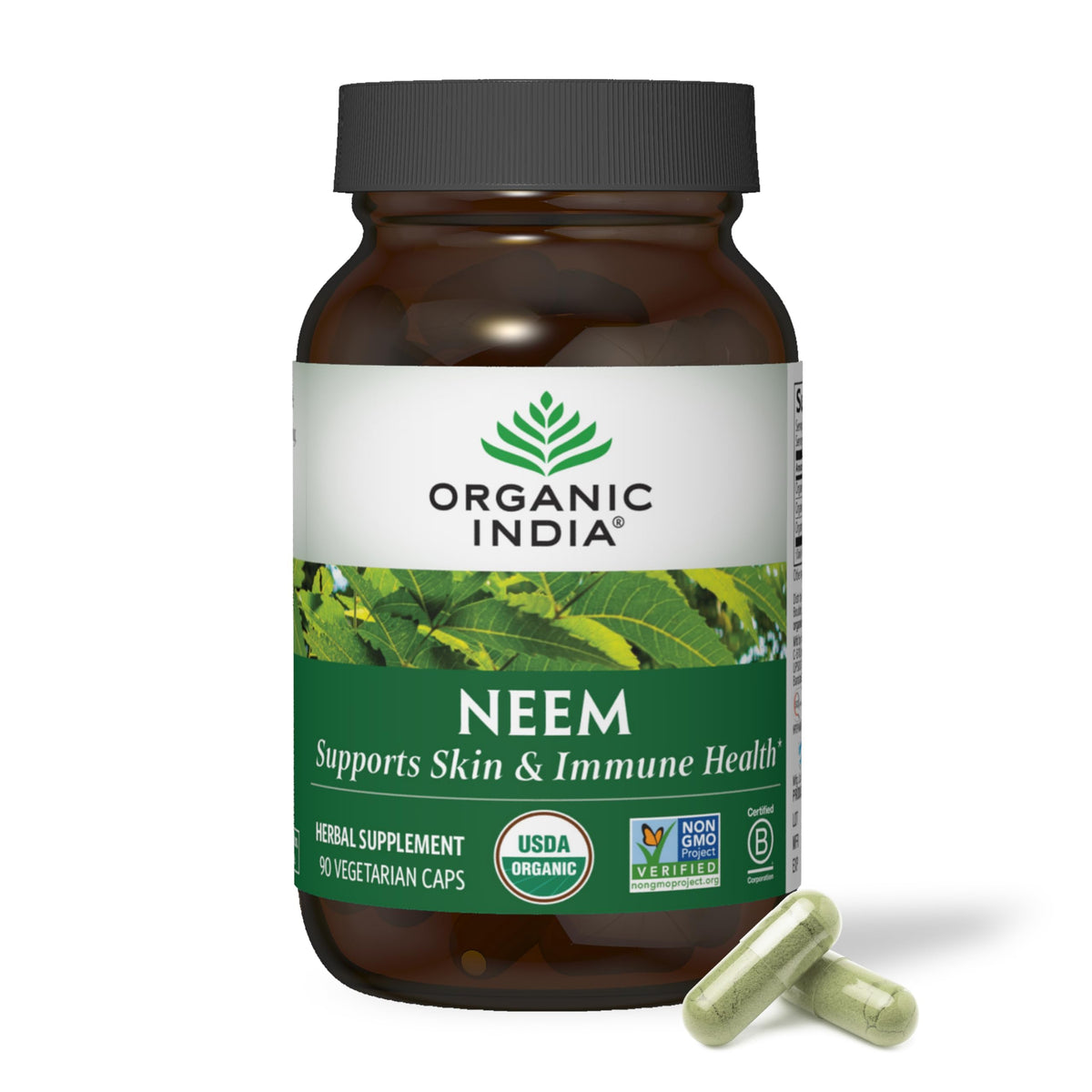 ORGANIC INDIA envase frontal de Neem Leaf para confianza orgánica