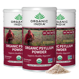 ORGANIC INDIA envase frontal del psyllium orgánico, presentación clara y natural