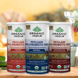 ORGANIC INDIA cucharada medidora con polvo, muestra la porción y control de dosis