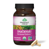 ORGANIC INDIA frasco frontal mostrando etiquetas y beneficios orgánicos