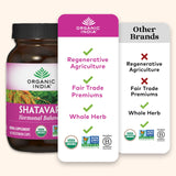 ORGANIC INDIA polvo de Shatavari en cuchara textura natural y orgánica