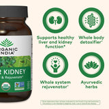 ORGANIC INDIA textura herbal en primer plano que transmite pureza