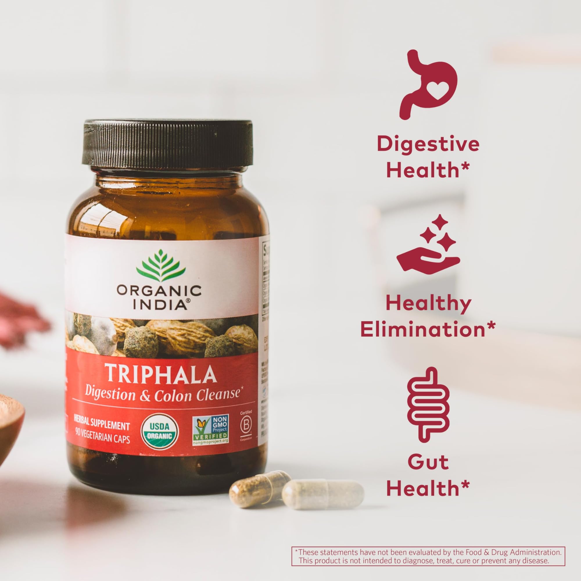 ORGANIC INDIA cápsulas abiertas para ver tamaño y fácil ingestión