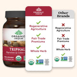 ORGANIC INDIA etiqueta con sellos orgánicos y certificaciones visibles