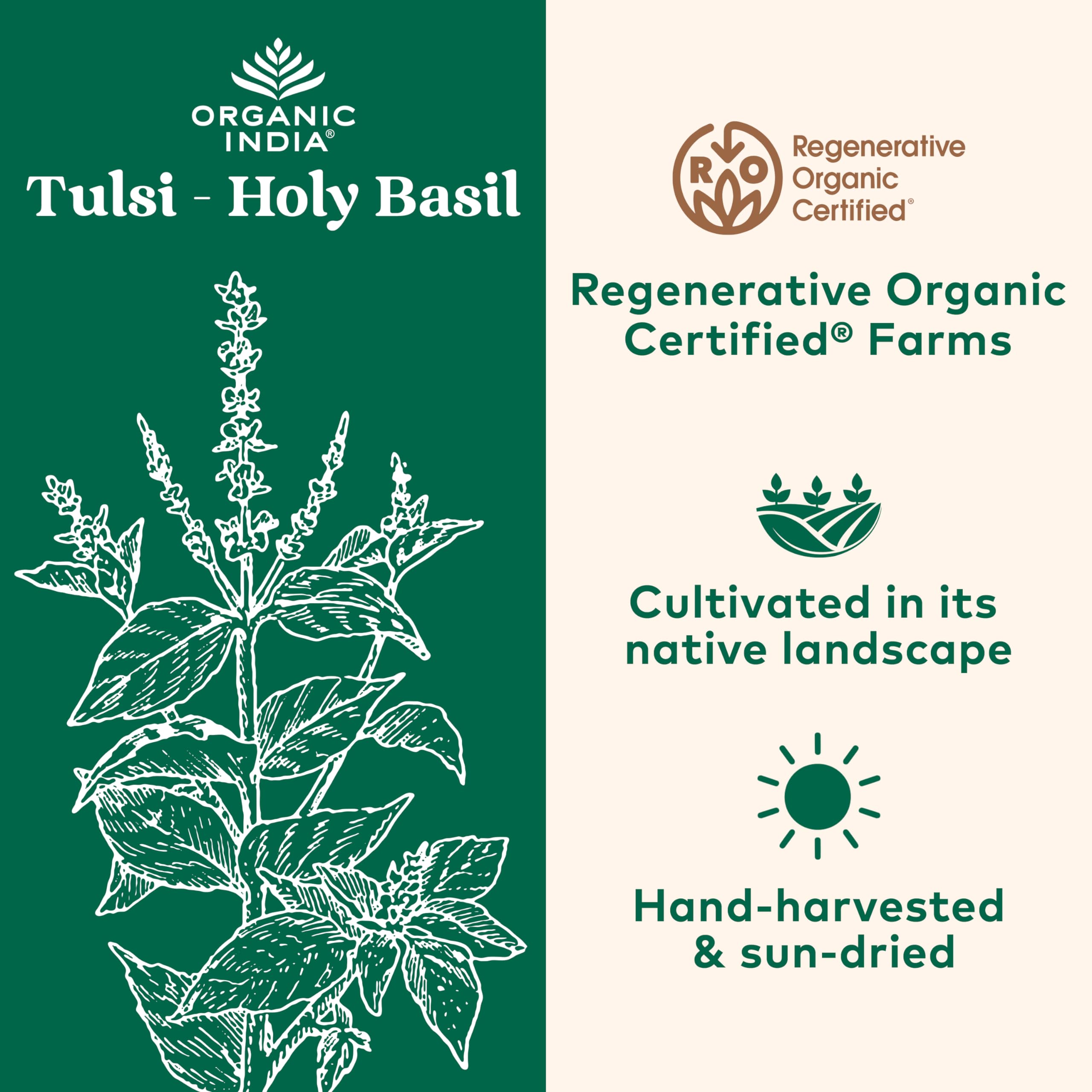 ORGANIC INDIA detalle de cápsulas veganas mostrando textura y pureza